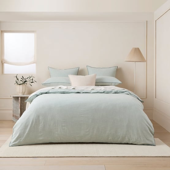 Sasha Mineral Stripe Quilt Cover Set + Separates