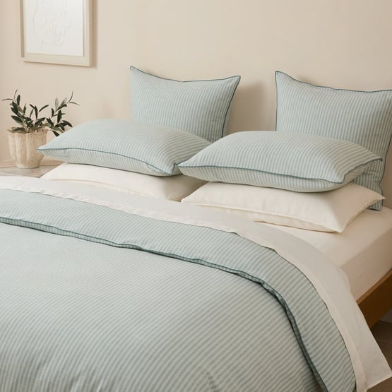Sasha Mineral Stripe Quilt Cover Set + Separates