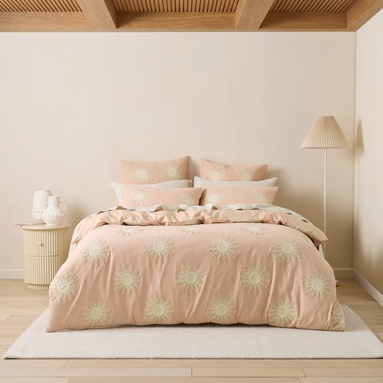 Helios Terracotta Embroidered Quilt Cover Set + Separates