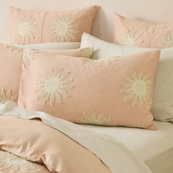 Helios Terracotta Embroidered Pillowcases