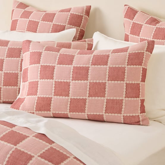 Nellie Dusty Rose Check European Pillowcases