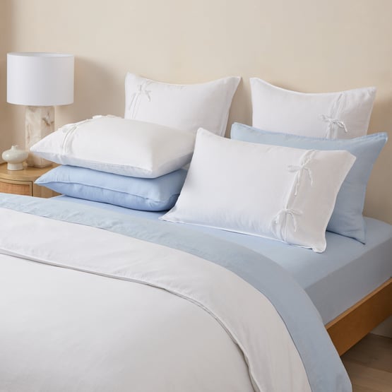 Elisa White Bow Quilt Cover Set + Separates
