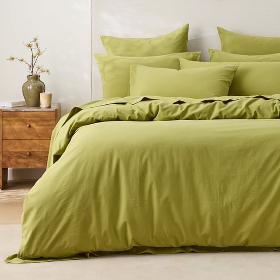 Stonewashed Cotton Bayleaf Quilt Cover Separates
