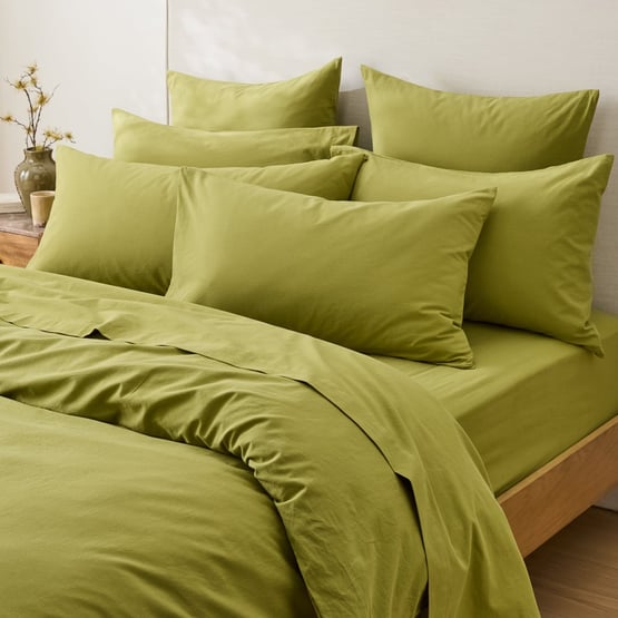 Stonewashed Cotton Bayleaf Quilt Cover Separates