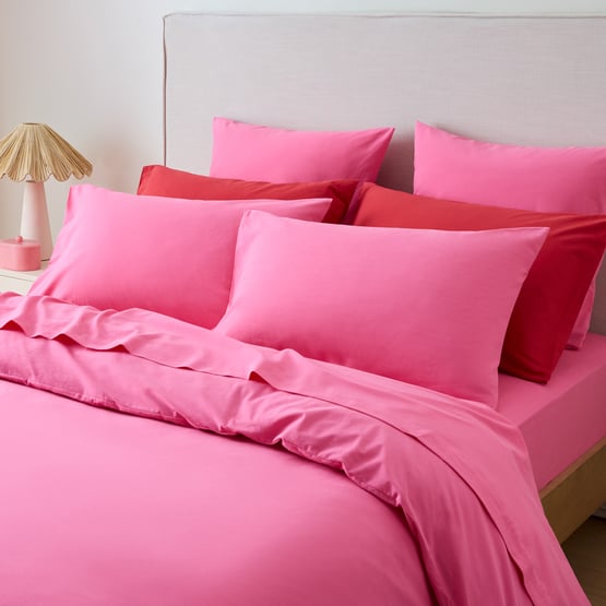 Stonewashed Cotton Hot Pink Quilt Cover Separates