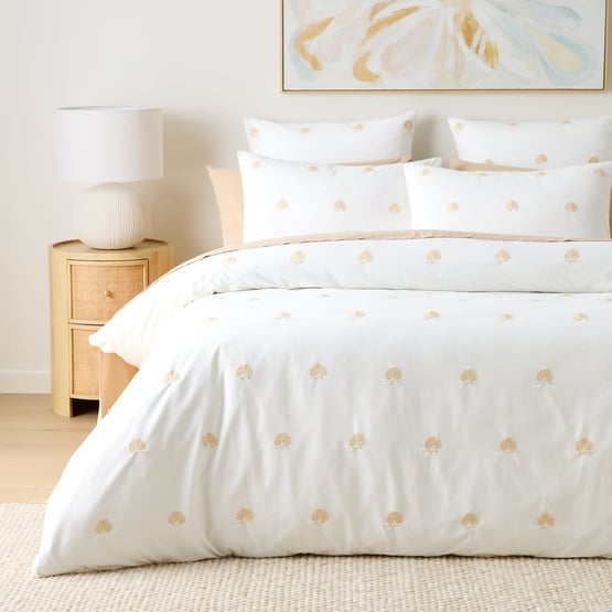 Havana White Shell Embroidered Quilt Cover Set + Separates