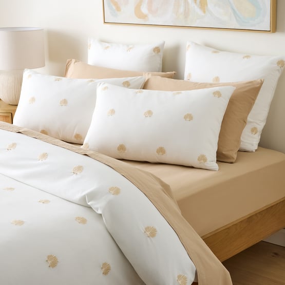 Havana White Shell Embroidered Quilt Cover Set + Separates