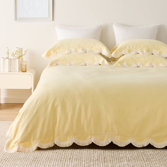 Delilah Lemon Scallop Quilt Cover Set + Separates