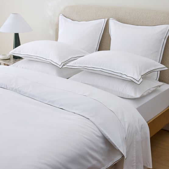 Egyptian Cotton White & Green Split Border Quilt Cover Set + Separates