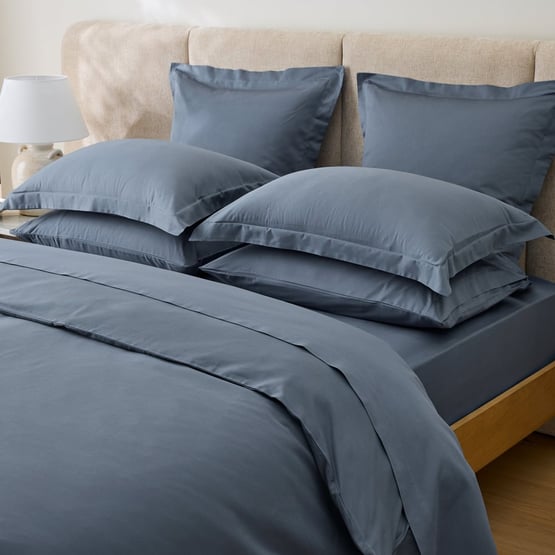 600TC Bamboo Cotton Blue Slate Quilt Cover Separates