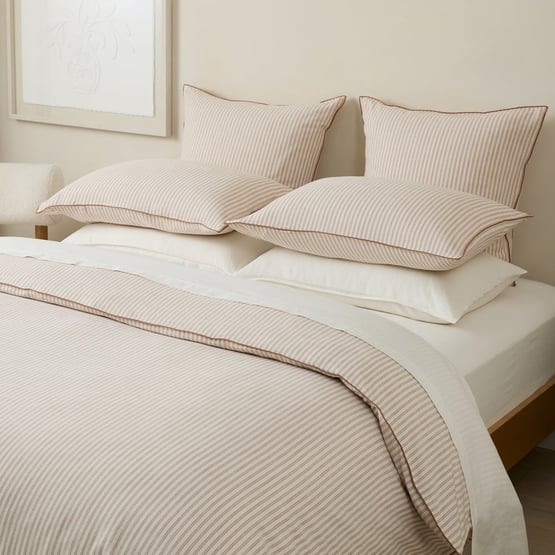 Sasha Stripe Brown Sugar Quilt Cover Set + Separates 