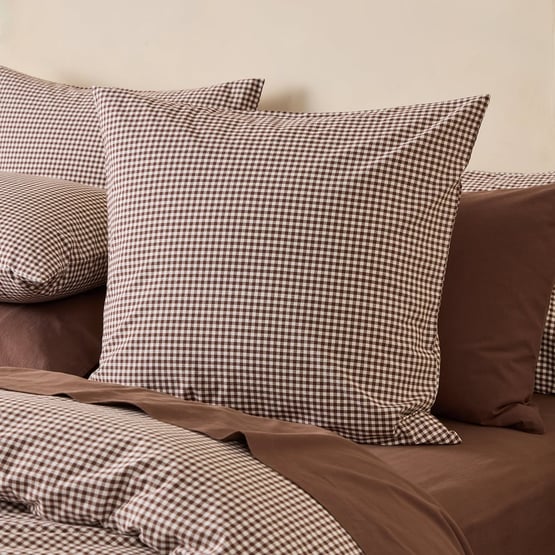Stonewashed Cotton Chocolate Mini Gingham Pillowcases