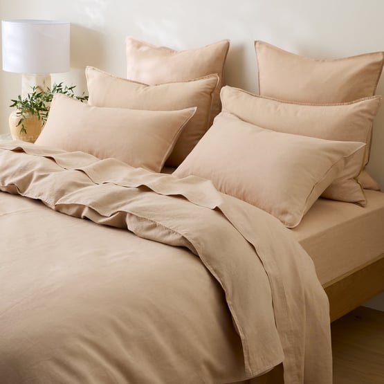 Vintage Washed Linen Macadamia Quilt Cover Separates