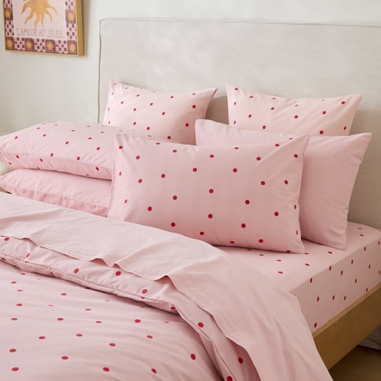 Stonewashed Cotton Peony & Salsa Spot Quilt Cover Separates