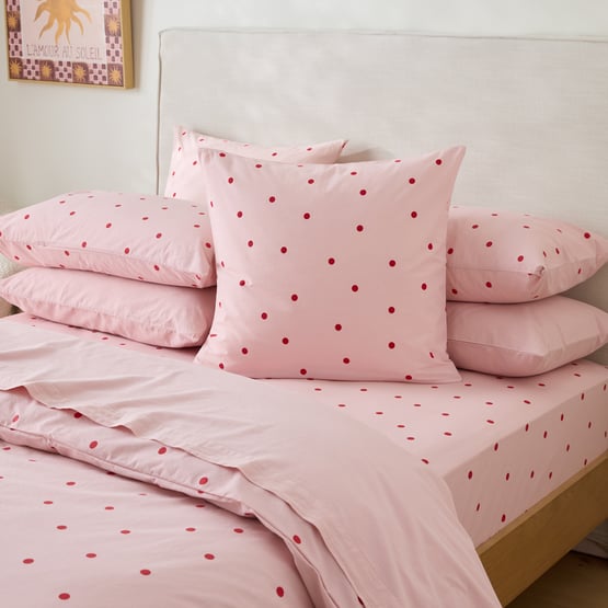 Stonewashed Cotton Peony & Salsa Spot Pillowcases 