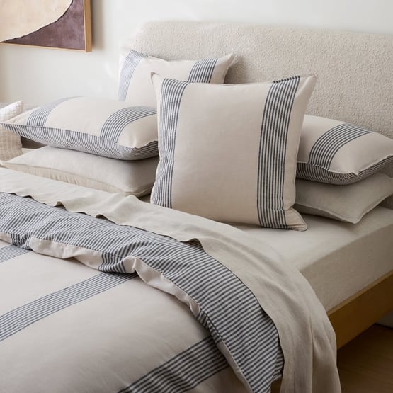 Linen Cotton Natural & Black Pillowcases