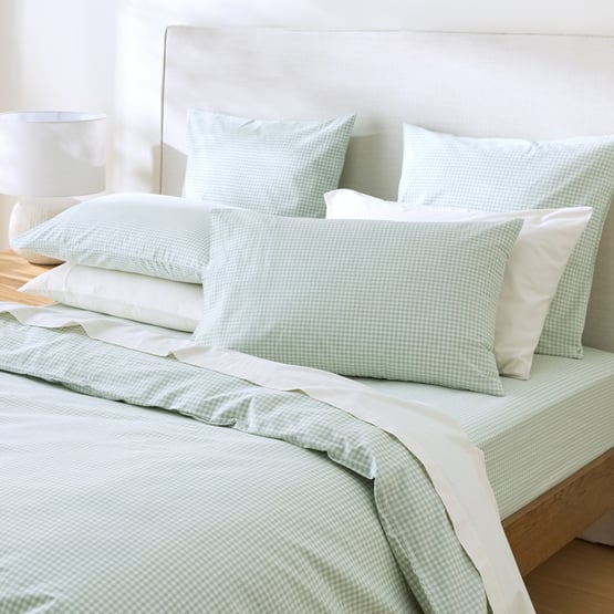 Stonewashed Cotton Mint Mini Gingham Pillowcases