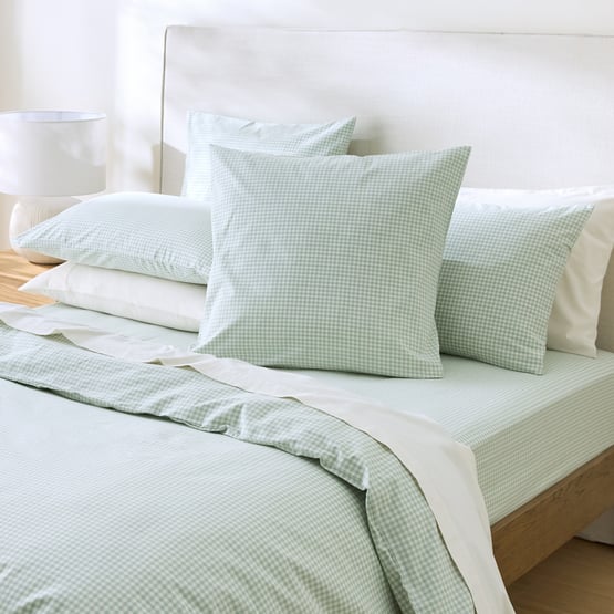 Stonewashed Cotton Mint Mini Gingham Pillowcases
