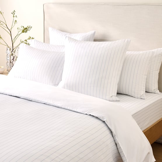 Bamboo Cotton White & Clearwater Stripe European Pillowcase