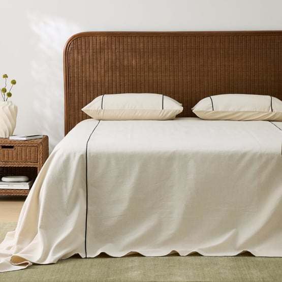 Cleo Natural & Black Piped Bedcover Separates