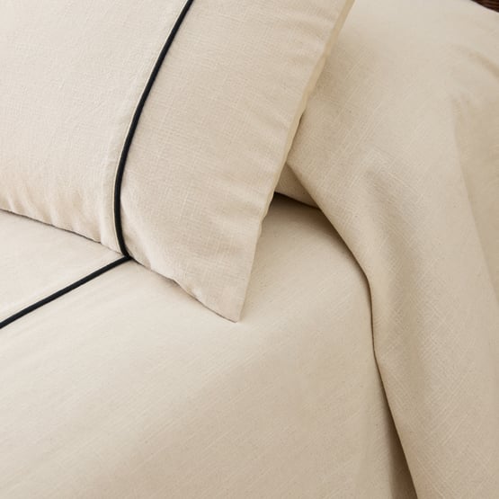Cleo Natural & Black Piped Pillowcases