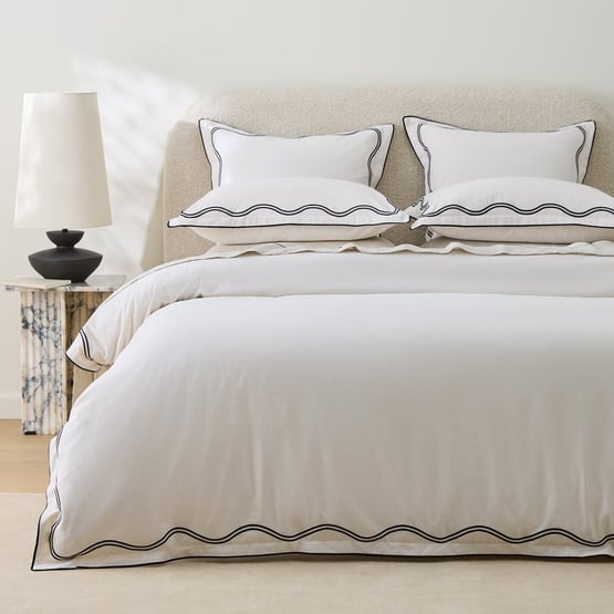 Hailey Natural & Black Wave Quilt Cover Set + Separates