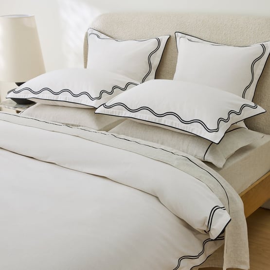 Hailey Natural & Black Wave Quilt Cover Set + Separates
