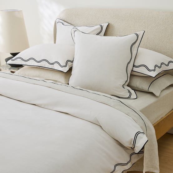 Hailey Natural & Black Wave Pillowcases