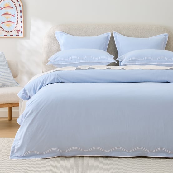 Hailey Wave Coast & White Quilt Cover Set + Separates