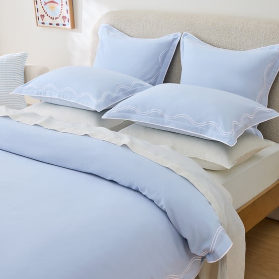 Hailey Wave Coast & White Quilt Cover Set + Separates
