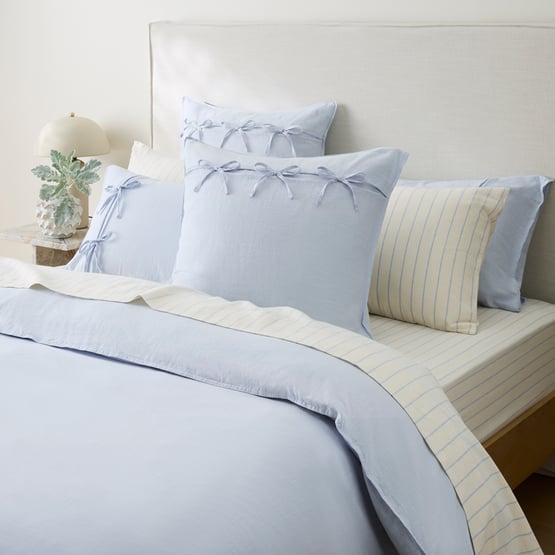 Elisa Blue Bow Pillowcases
