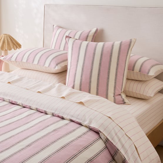 Remi Pink Stripe Linen Cotton Pillowcases