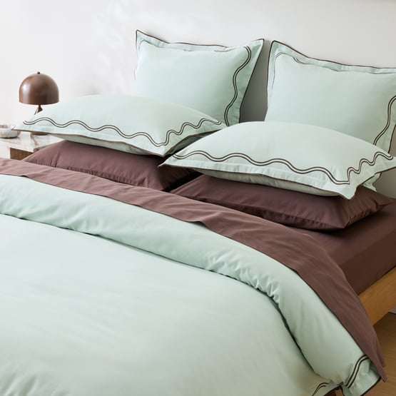 Hailey Wave Mint & Chocolate Quilt Cover Set + Separates