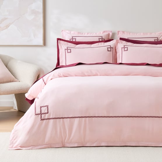 Belmond Pink Embroidered Quilt Cover Set + Separates 
