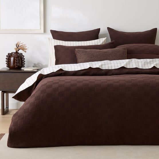 Koban Chocolate Quilt Cover Set + Separates 