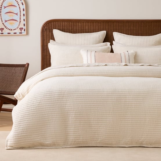 Ravi Natural Quilted Quilt Cover Set + Separates