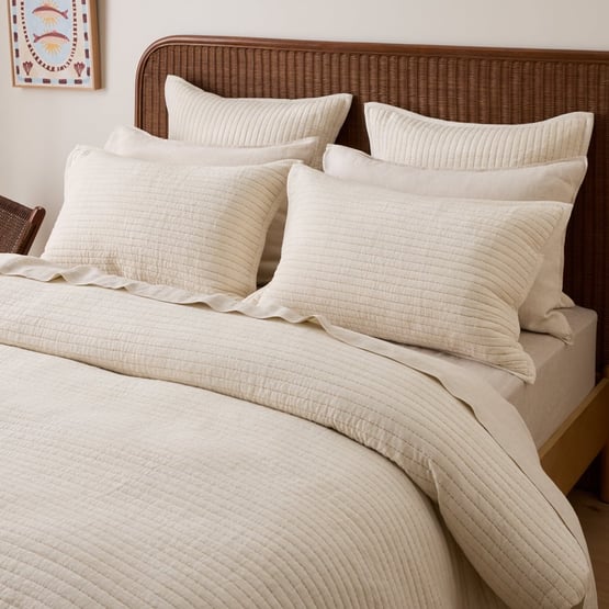 Ravi Natural Quilted Quilt Cover Set + Separates