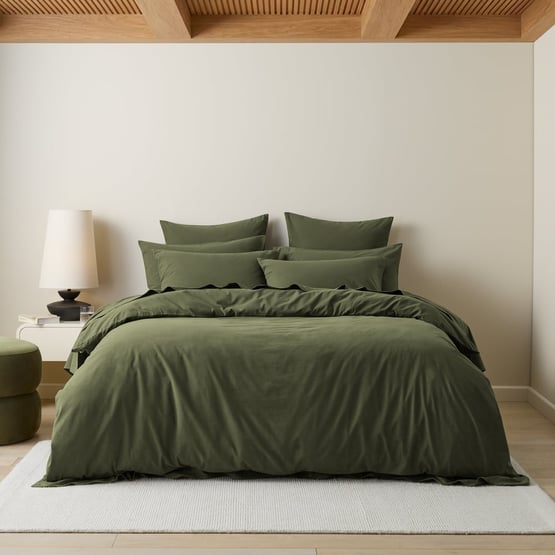 Stonewashed Cotton Basil Quilt Cover Separates
