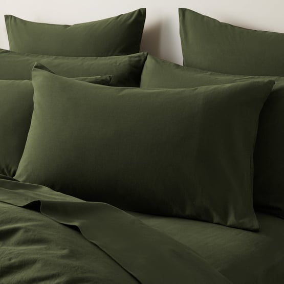 Stonewashed Cotton Basil Pillowcases