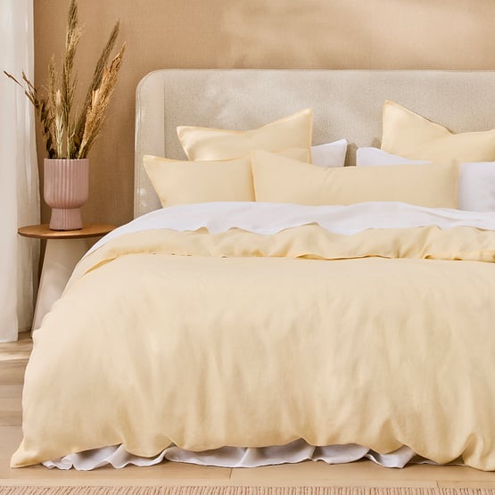 Vintage Washed Linen Lemon Quilt Cover Separates