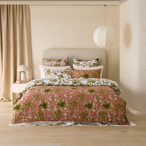 Linen Cotton Island Palm Quilt Cover Set + Separates