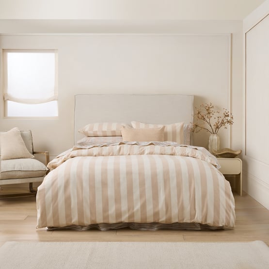 Layla Pebble Stripe Flannel Quilt Cover Set