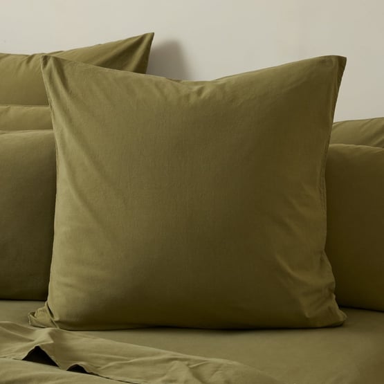 Stonewashed Cotton Olive Pillowcases