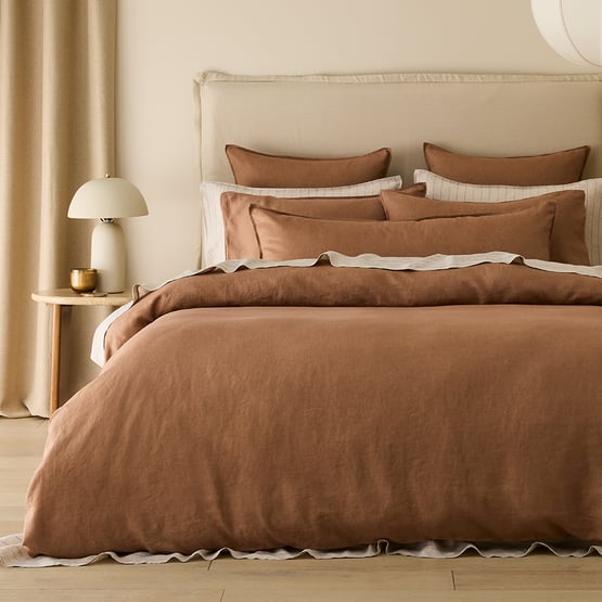 Vintage Washed Linen Mocha Quilt Cover Separates