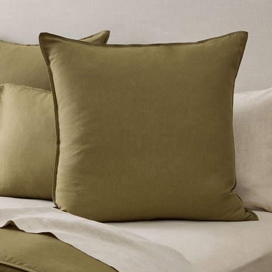 Vintage Washed Linen Olive Pillowcases