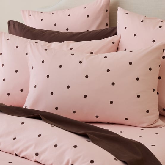 Stonewashed Cotton Chocolate & Peony Spot Pillowcases
