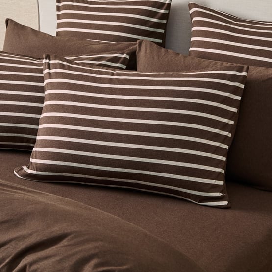 Ultra Soft Jersey Chocolate & Oat Stripe Pillowcases
