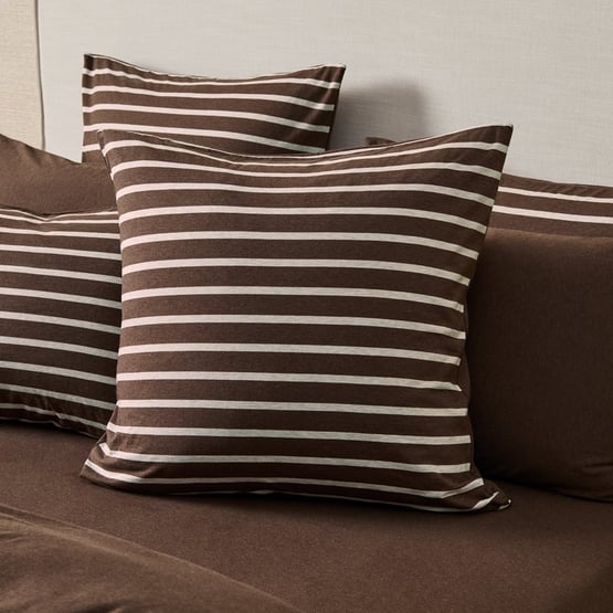 Ultra Soft Jersey Chocolate & Oat Stripe Pillowcases