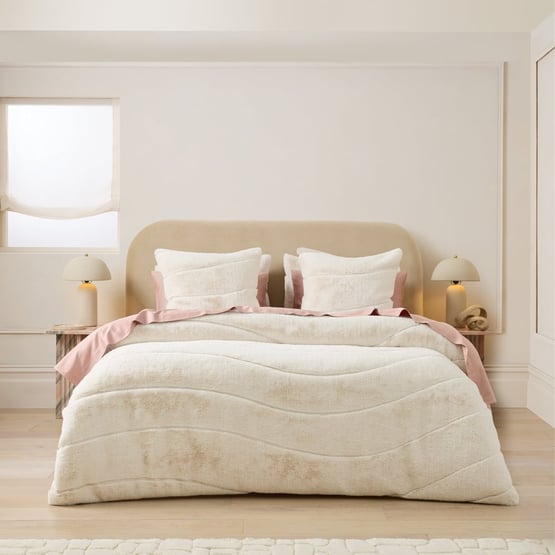 Farrah Off White Faux Fur Quilt Cover Separates
