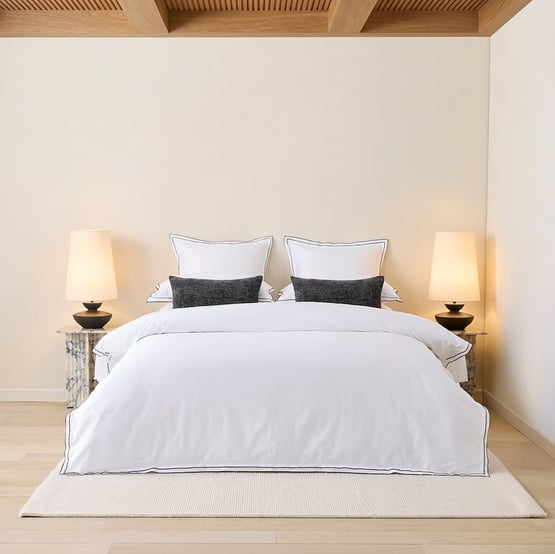 Egyptian Cotton White & Black Split Border Quilt Cover Set & Separates